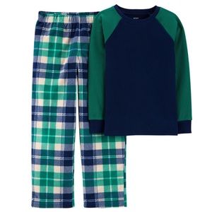Carter’s Boys Thermal Knit Shirt and Plaid Fleece Pants Pajamas